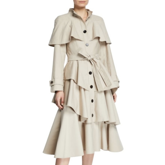 Osman Tiered Ruffle Trench Coat XS - Picture 13 of 15